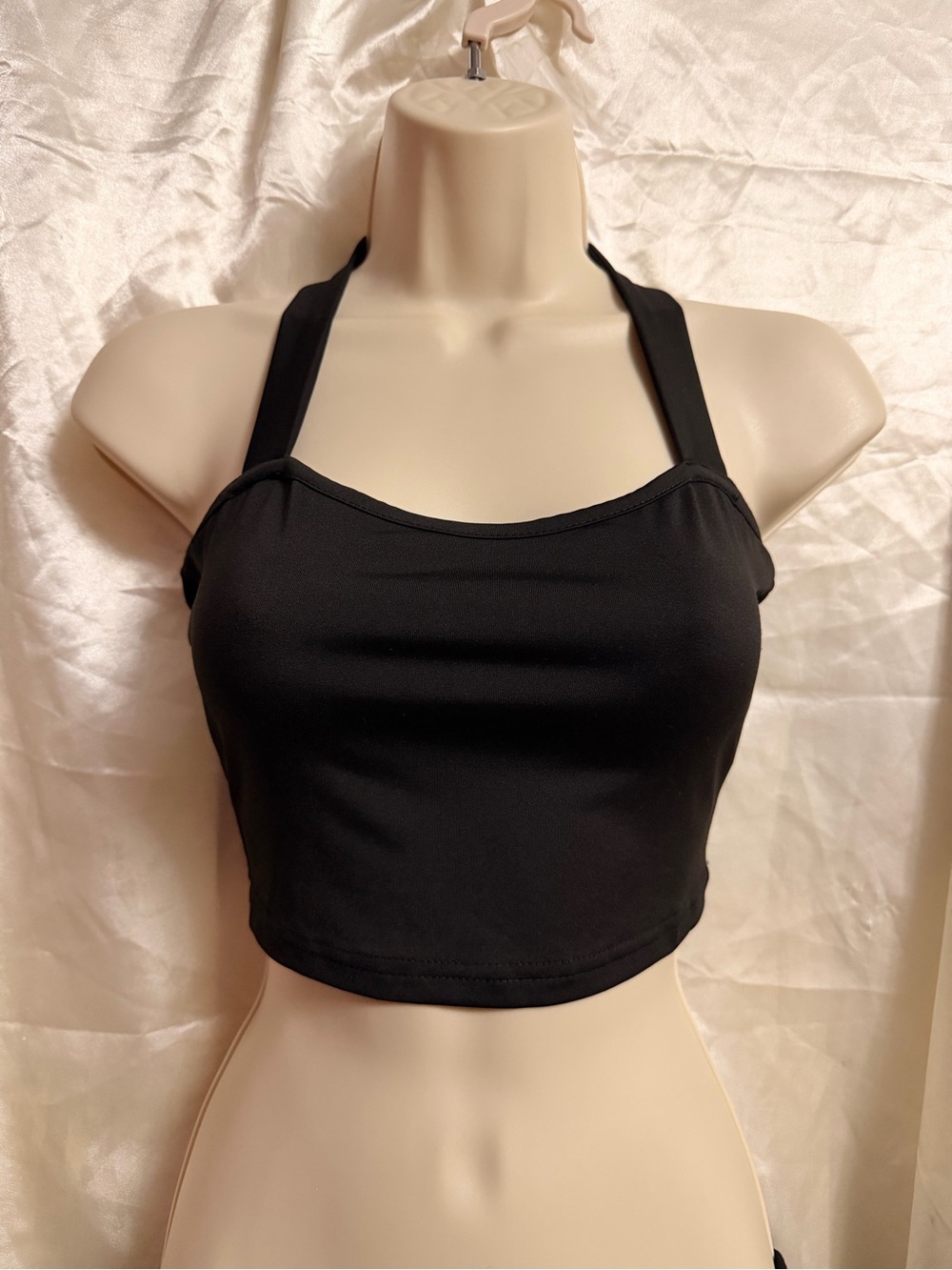 Black Halter Crop Tank Top